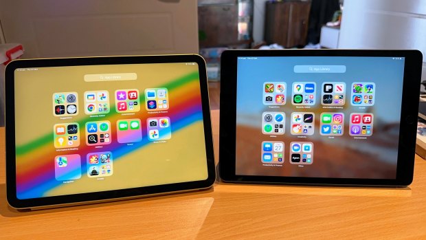 The iPad Gen 10 (left) is immediately a nicer-looking machine than the Gen 9.