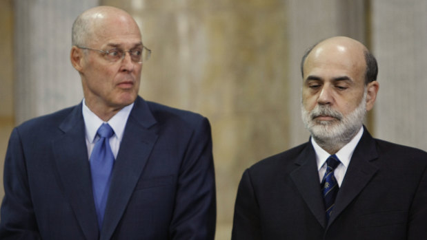 Hank Paulson (left_ with former Fed chief Ben Bernanke. 