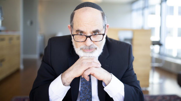 Gregory Bordan, a leading constitutional lawyer who has worn his skullcap to the office for the past 33 years, at the Norton Rose Fulbright law firm in Montreal.