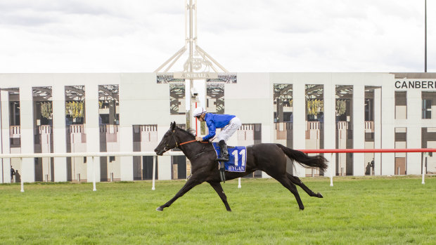 Jason Collett and Pin Sec cruised to victory in the Black Opal Stakes.