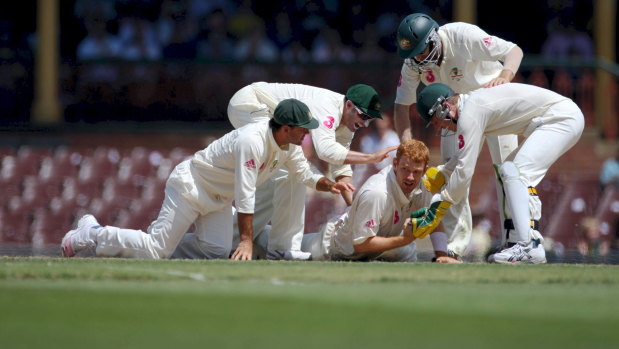 Andrew McDonald after taking a caught and bowled on debut to dismiss Jacques Kallis at the SCG in 2009.