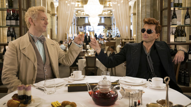 Aziraphale (Michael Sheen) and Crowley (David Tennant) have spent too long away from the moral absolutes of their ethereal homes, and developed a taste for the good life.