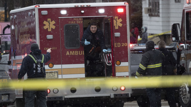 Milwaukee Police and Milwaukee Fire Dept. personnel on the scene of the shooting.