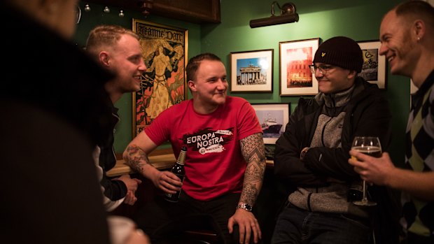 Members of Generation Identity, a far-right youth group, at their headquarters in Halle.