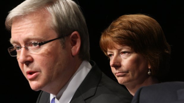 Then prime minister Kevin Rudd with his deputy Julia Gillard in December 2008.