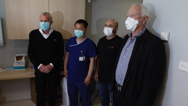 Professor Henry Woo with three of the four men who underwent the iTIND procedure in September at Sydney Adventist Hospital.
