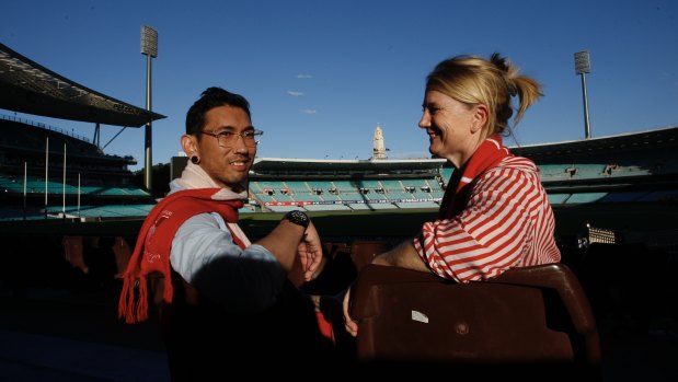 Khaidir Abu Jalil at the AFL with his nurse Amanda McLaughlin. 