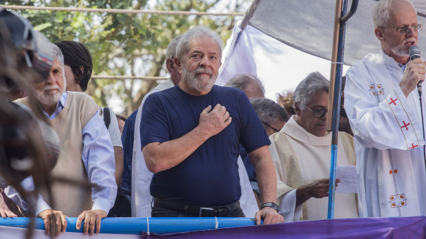 Brazil's former president Luis Inacio da Silva, centre, last year.