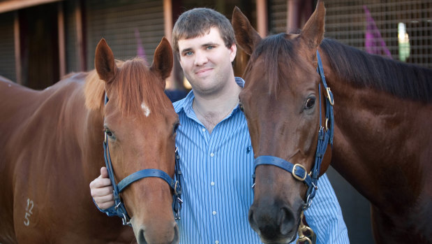 Happier times: trainer Sam Kavanagh with Catapulted and Whobegotyou in 2010.