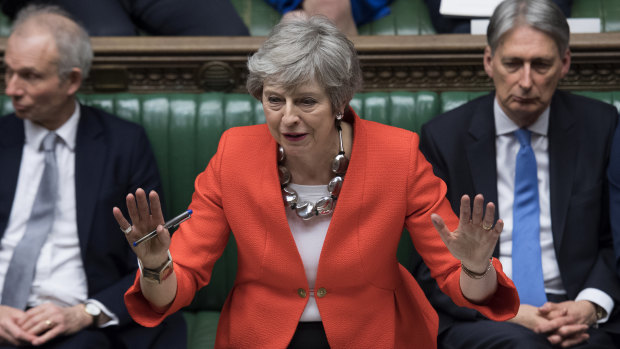 British Prime Minister Theresa May speaks in parliament ahead of a crucial Brexit vote.