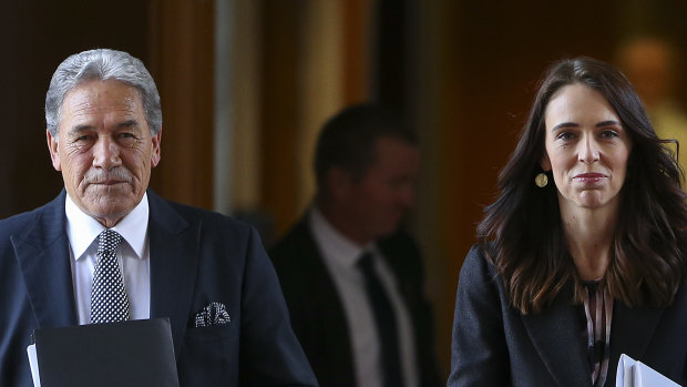 Deputy Prime Minister Winston Peters and Prime Minister Jacinda Ardern in Wellington, New Zealand