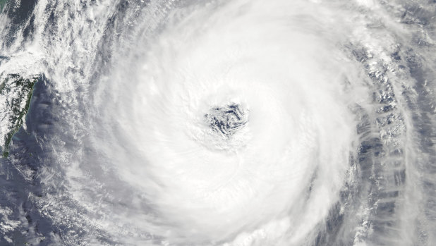 A NASA satellite image of Typhoon Trami.