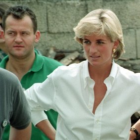 Princess Diana meeting Bosnian Serbs and Muslims affected by landmines. 