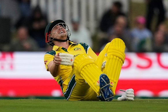 Cameron Green was floored by a Corbin Bosch full toss to the groin.