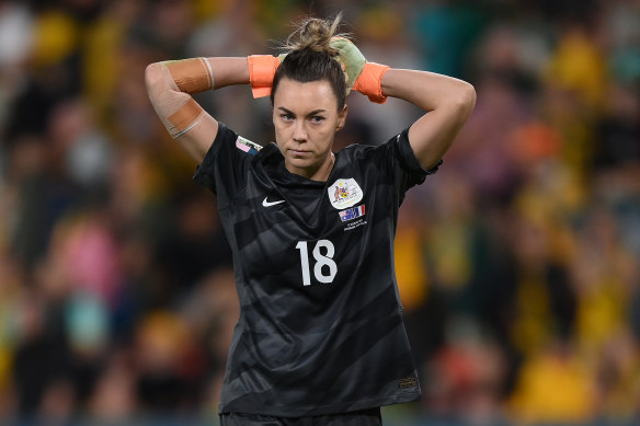 Mackenzie Arnold after missing her own penalty.