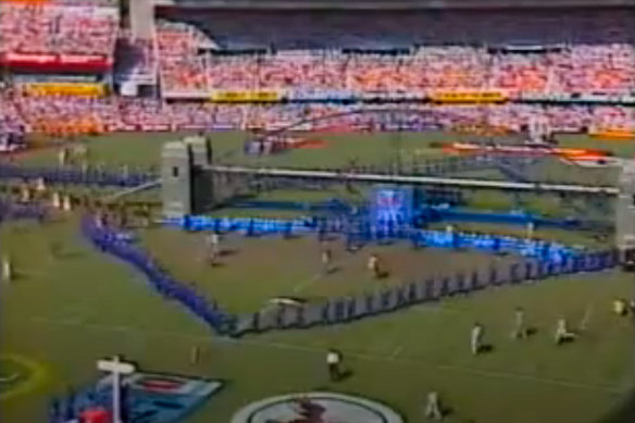 The Harbour Bridge replica built at the SCG during the 1987 NRL grand final.