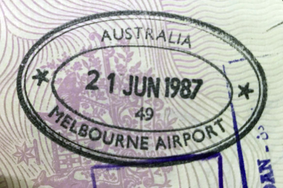 Passport stamp.