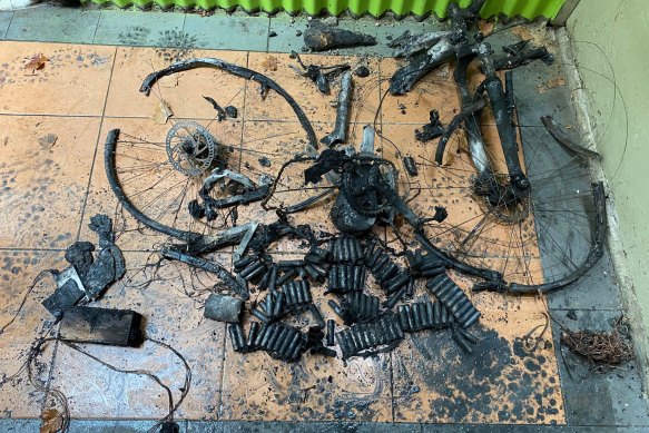 Lithium-ion batteries, like the one in this e-bike, have caused more than 1000 fires in the past year Australia-wide.