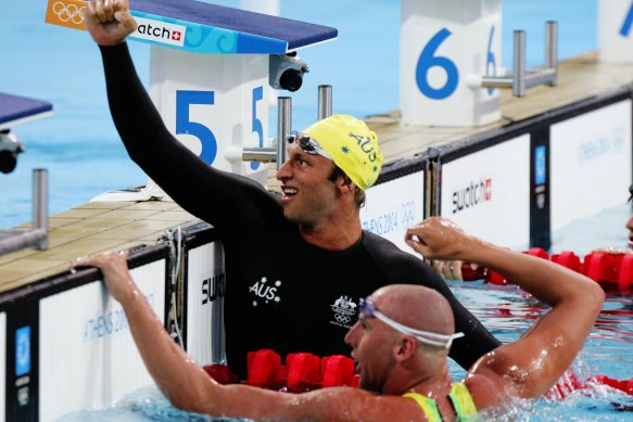 Ian Thorpe in the pool for the 2004 Athens Olympics.