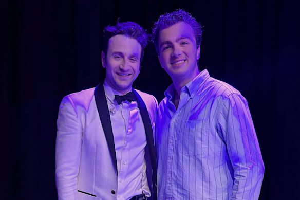 Backstage selfie after the Sydney concert: Sterling Nasa (right) with Justin Hurwitz.