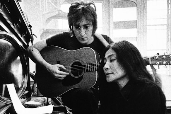 John Lennon and Yoko Ono in the documentary, One to One: John & Yoko.