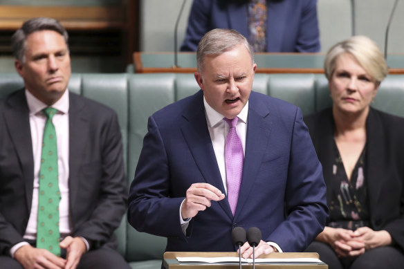 Opposition Leader Anthony Albanese delivers the budget reply.