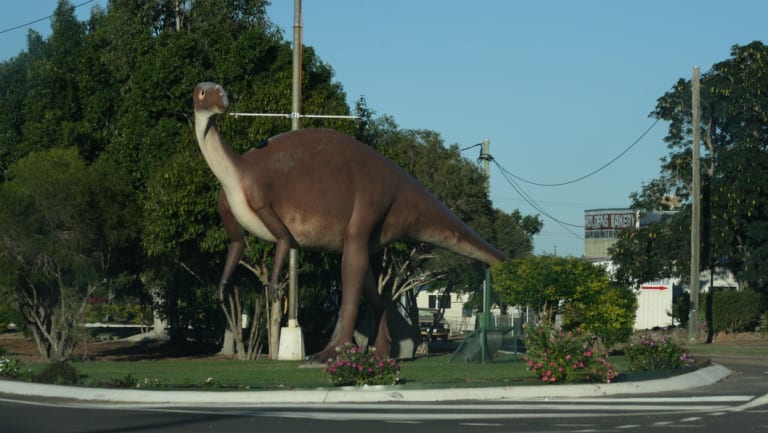 A statue of a Muttaburrasaurus in Hughenden, Queensland. 