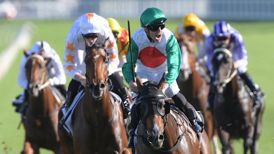 Castelvecchio wins the Champagne Stakes  in record time