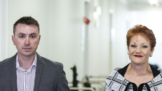 Pauline Hanson's chief-of staff James Ashby, pictured right, has been caught meeting with the US gun lobby in secret recordings.