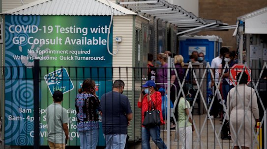 COVID-19 testing at Blacktown on Tuesday.