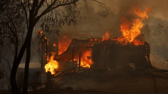 Fire ravaging Dargan, west of Bell in the Blue Mountains.
