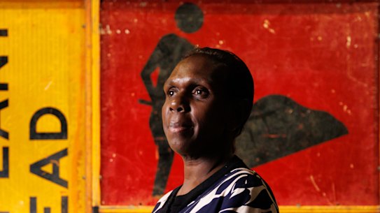 Gaypalani Wanambi, the 2025 Telstra Art Award Winner, at the Museum and Art Gallery of NT.