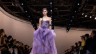 A model walks the runway during the Giorgio Armani Privé Haute Couture Spring/Summer 2024 .