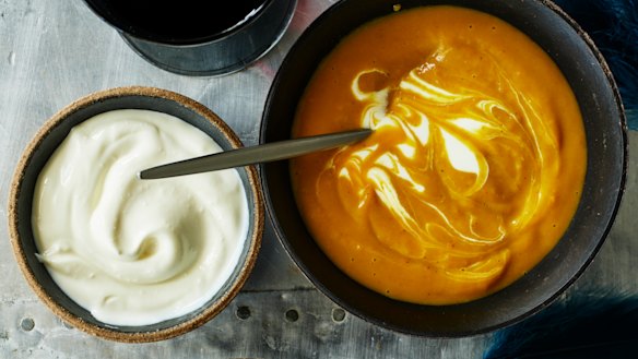 Karen pumpkin soup with the Ginger and Malay curry dust.