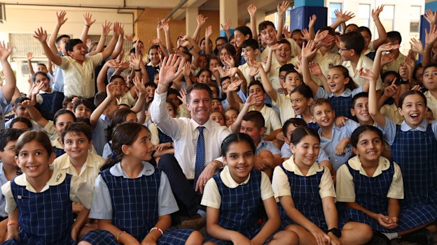NSW Labor Leader Chris Minns visits the Maronite College of the Holy Family in Harris Park in the electorate of Parramatta.