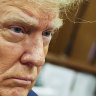 Former President Donald Trump awaits the start of proceedings during jury selection at Manhattan criminal court in New York.