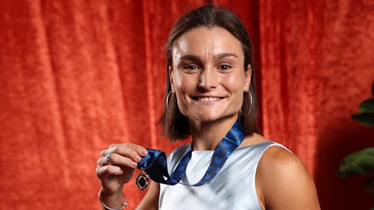 North Melbourne’s Ash Riddell won the 2025 AFLW best and fairest award. 
