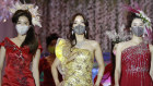 Models wearing face masks during a fashion show in South Korea in July.