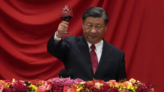 Chin chin to being back on track: President Xi Jinping at the Great Hall of the People in Beijing last month. 