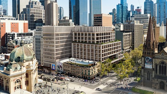 Lendlease’s Town Hall Place will wrap around Young and Jacksons Hotel.