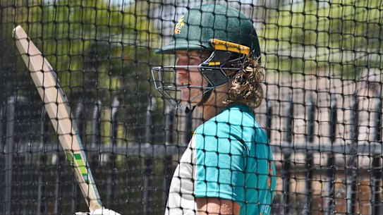 Will Pucovski in the nets before the Australia A game against the Indians this week.