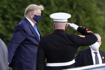 President Donald Trump arrives at Walter Reed National Milirary Medical Centre.  