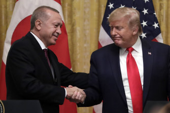 Turkish President Recep Tayyip Erdogan and US President Donald Trump appeared friendly despite strained relations over Syria. 