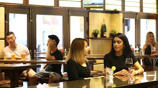 Patrons enjoy a drink at the Civic Hotel in Sydney's CBD.