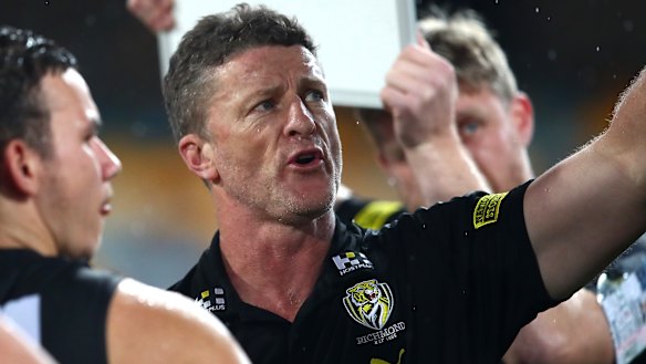 Driven spare: Richmond coach Damien Hardwick pointed the finger at Sydney's 'extra man' tactic for the dismal spectacle of their round 6 clash.