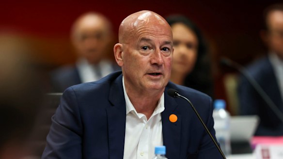 Chair of icare John Robertson, during a recent parliamentary inquiry into the state insurer.  