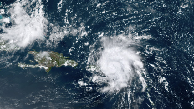 Dorian, a Category 1 hurricane, crossing over the US and British Virgin Islands. 