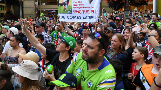 Countdown: Supporters attend the NRL Fan Fest event at Martin Place.