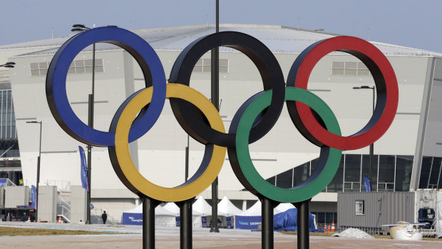 The Olympic rings in South Korea for the Winter Olympics.