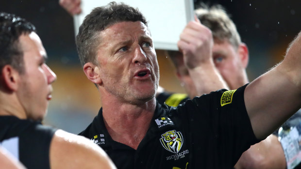 Driven spare: Richmond coach Damien Hardwick pointed the finger at Sydney's 'extra man' tactic for the dismal spectacle of their round 6 clash.
